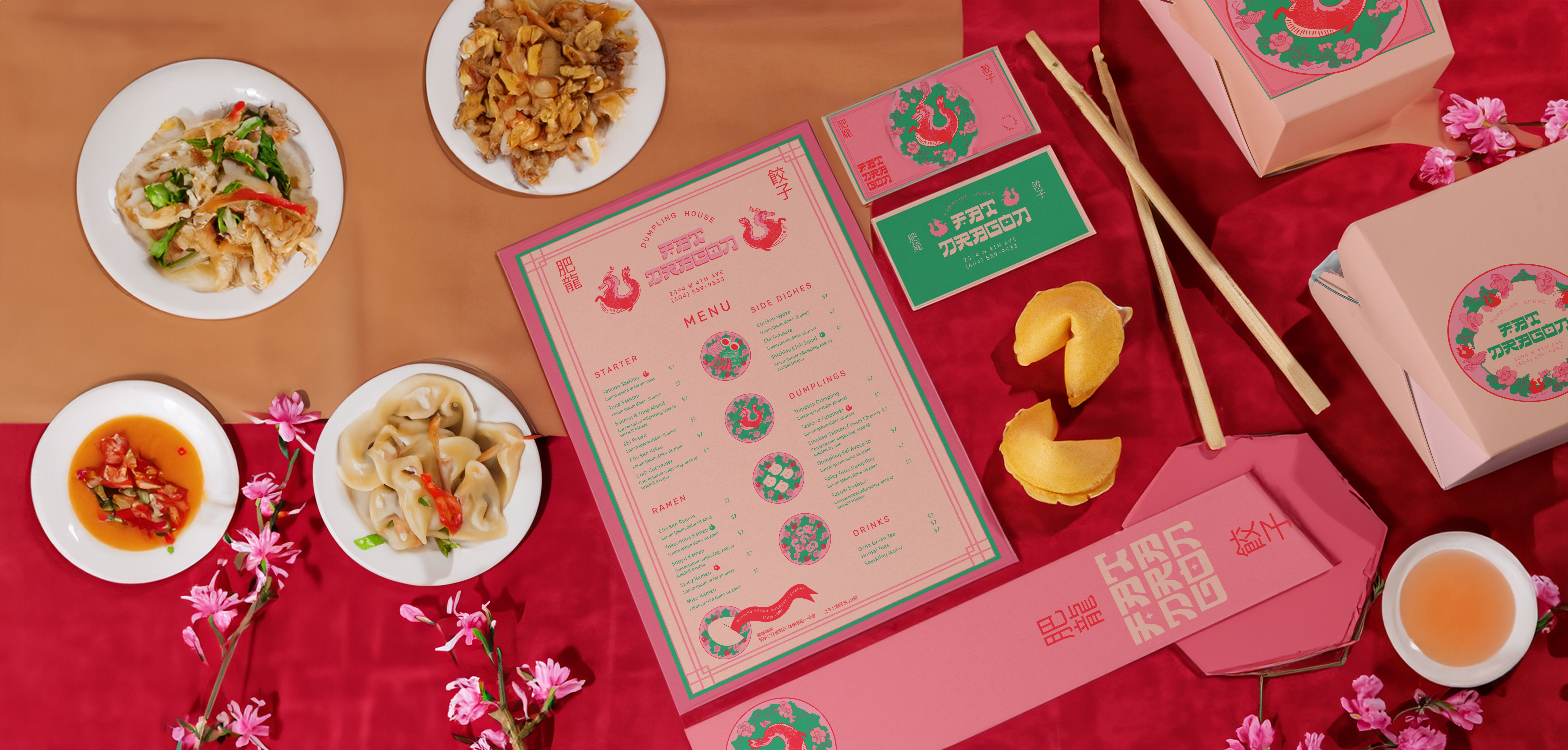 Chinese food design featuring a dragon image restaurant